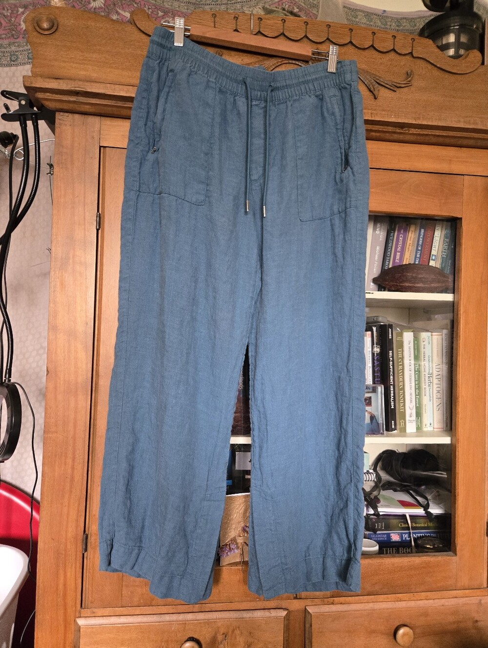 Athleta Retreat Wide Leg Linen Pants - Blue 12